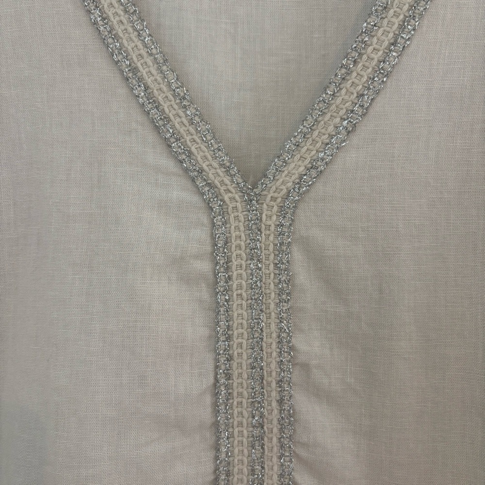 Terzo Millennio Linen Blend Coastal Shift Dress | Made in Italy Size M, Neutral - Picture 5 of 13